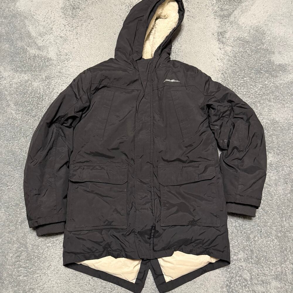 Eddie Bauer Coat Kids Youth Medium 10-12 Black Winter Ski Hooded Jacket **